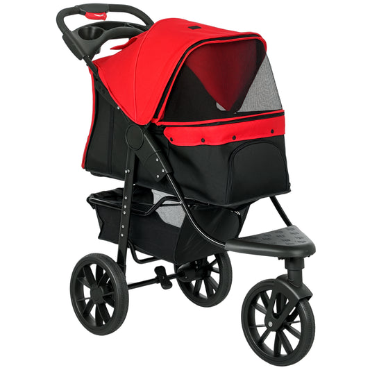 Pawhut Carrito Para Perros Plegable Con 3 Ruedas 109,5x57,5x106,5 Cm Rojo_0