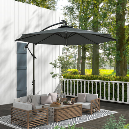 Outsunny Parasol Excéntrico Ø 294 Cm Con Base Cruzada Manivela Anti-uv 30+ Gris_3