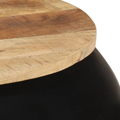 Mesa De Centro De Madera Maciza De Mango Negra 68x68x30 Cm_1