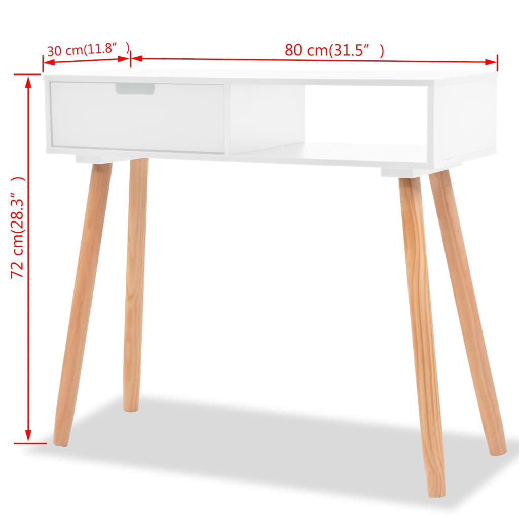 Mesa Consola De Madera Maciza De Pino Blanca 80x30x72 Cm_4