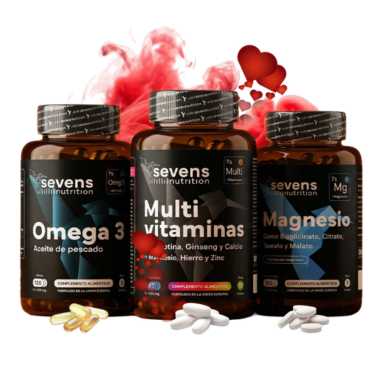 Pack San Valentín en Pareja: Energía. Con Multivitaminas, Omega 3 Y Magnesio. Sevens Nutrition. Energía y Vitalidad_0