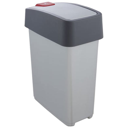 Cubo De Basura Premium Con Tapa Abatible, Tacto Suave, 10l, Color Plateado_1