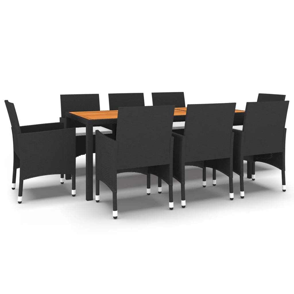Vidaxl Juego De Comedor De Jardín 9 Piezas Ratán Sintético Negro_0