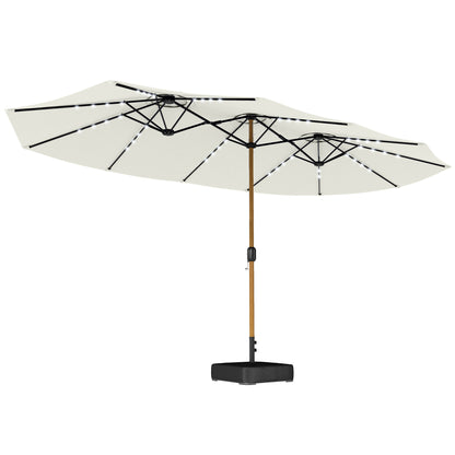 Outsunny Sombrilla Doble 4,6x2,6 M Con 48 Luces Led Base Incluida Y Manivela_0