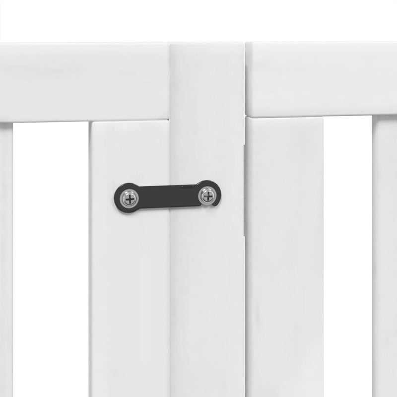 Vidaxl Puerta Para Perros Plegable 9 Paneles Madera Álamo Blanca 450cm_5