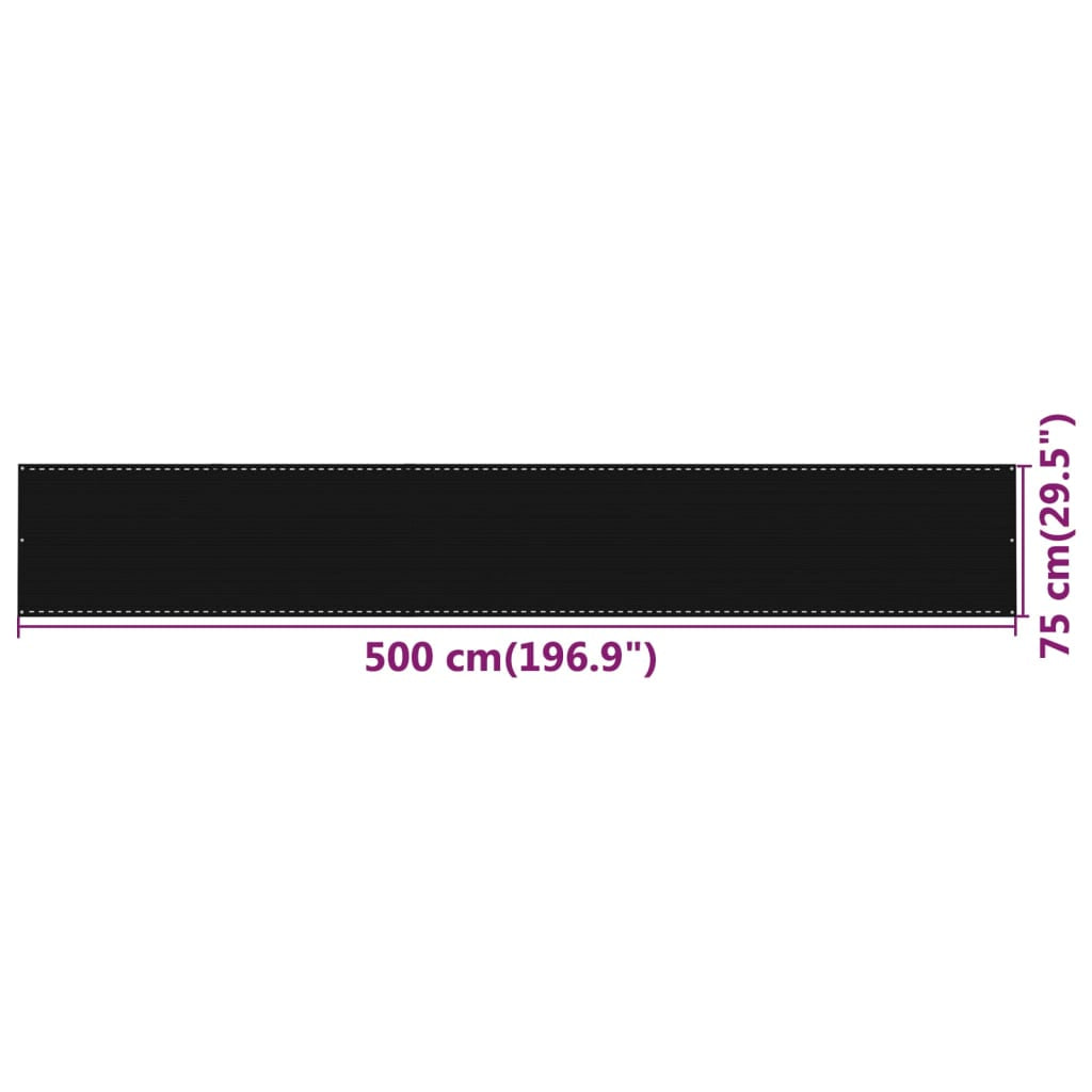 Vidaxl Toldo Para Balcón Hdpe Negro 75x500 Cm_2