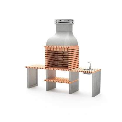 Barbacoa Altea con doble bancada y fregadero Derecha Movelar