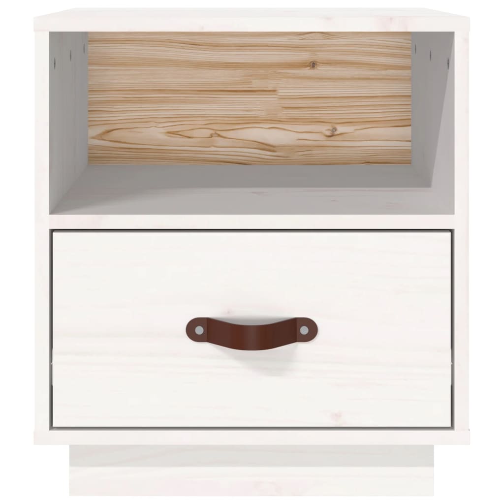 Mesita De Noche Madera Maciza De Pino Blanca 40x34x45 Cm_4