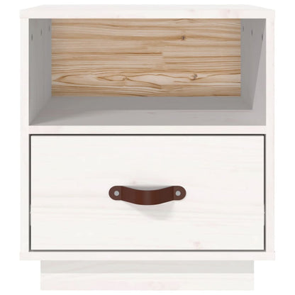 Mesita De Noche Madera Maciza De Pino Blanca 40x34x45 Cm_4