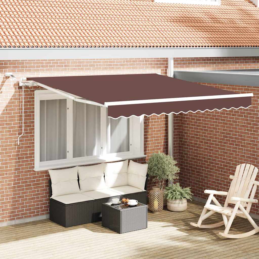 Toldo Retráctil Automático Con Luces Led Marrón 300x250 Cm_1