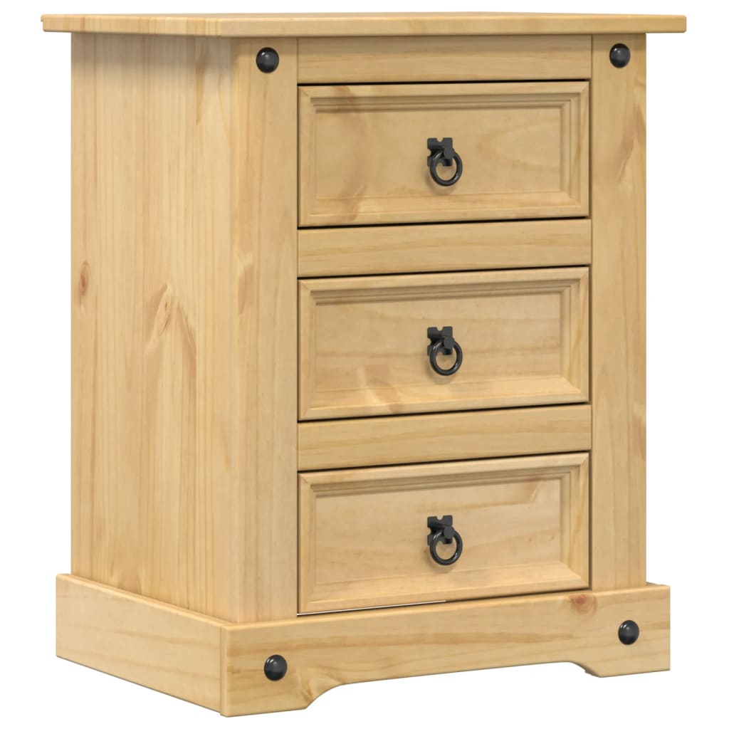 Mesita De Noche Corona Madera Maciza De Pino 53x39x66 Cm_0