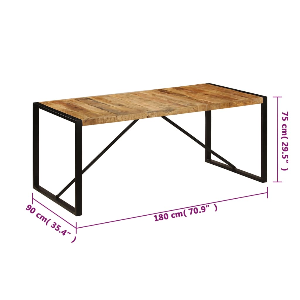 Mesa De Comedor Madera Maciza De Mango 180x90x75 Cm_4