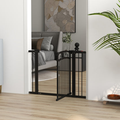 Pawhut Barrera Para Perros Con Ancho Ajustable 76-104 Cm 2 Extensiones Negro_4