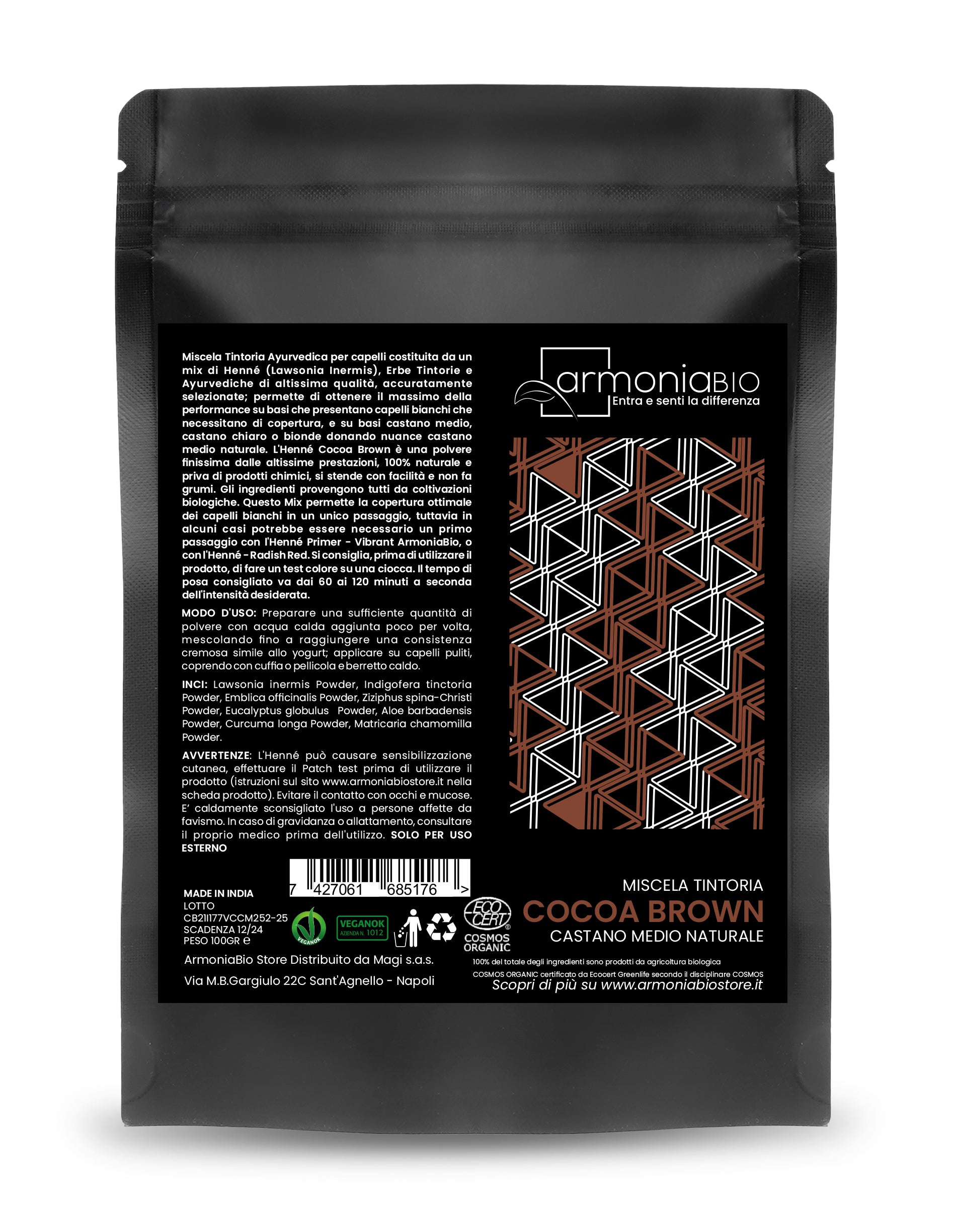 Henna Castaño Medio Natural Cocoa Brown Armoniabio 100g_1