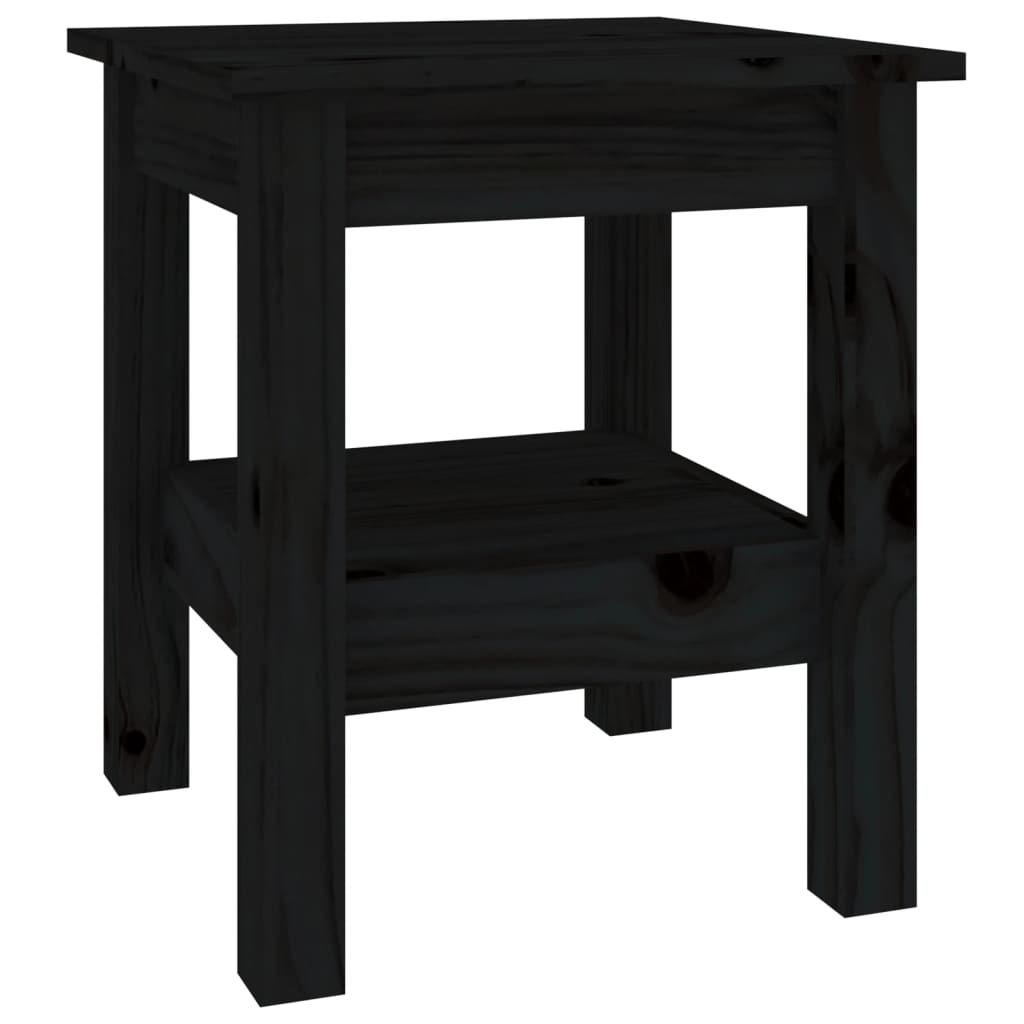 Mesa De Centro De Madera Maciza De Pino Negro 35x35x40 Cm_0