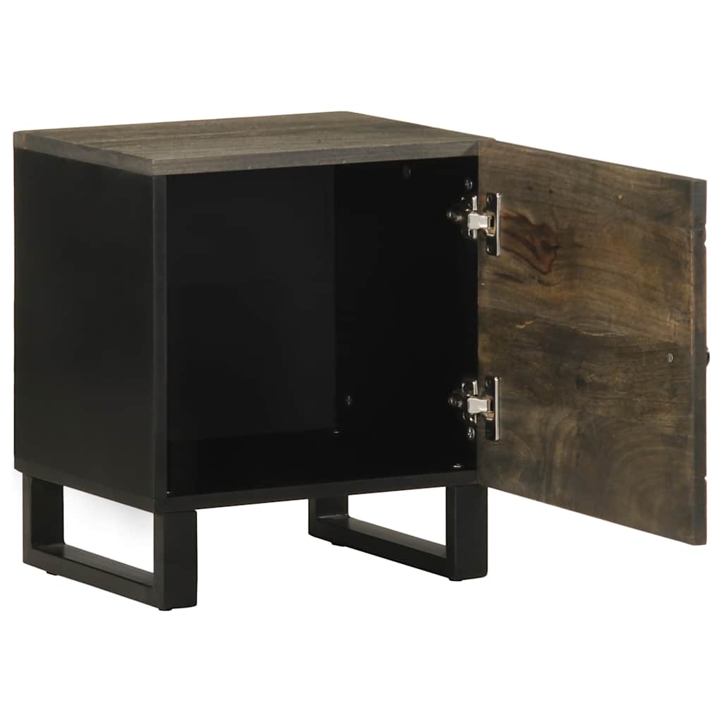 Mesita De Noche De Madera Maciza De Mango Negra 40x33x46 Cm_0
