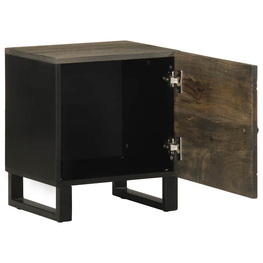 Mesita De Noche De Madera Maciza De Mango Negra 40x33x46 Cm_0