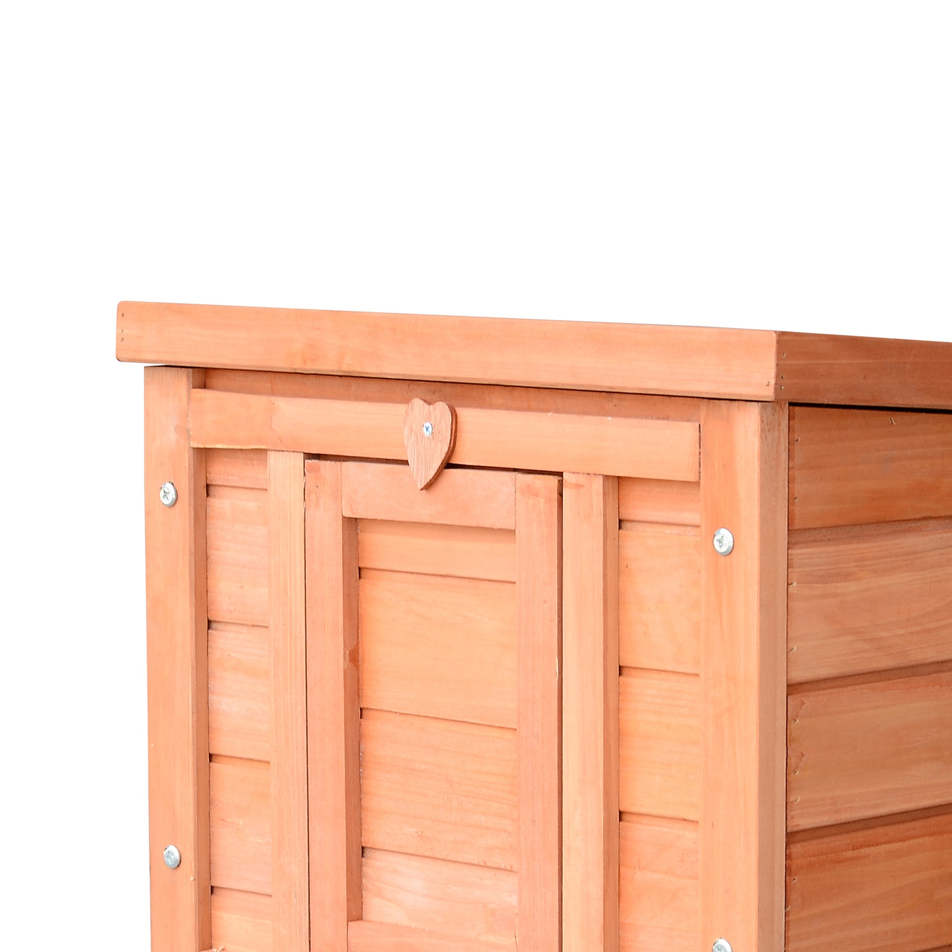 Pawhut Conejera Madera Exterior Con Techo Asfáltico Abatible 42x51x43 Cm Natural_4