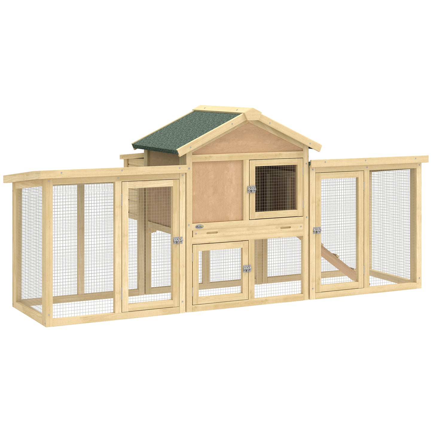 Pawhut Gallinero Para Exterior Grande De Madera 204x85x93 Cm Con Corral Bandeja_0