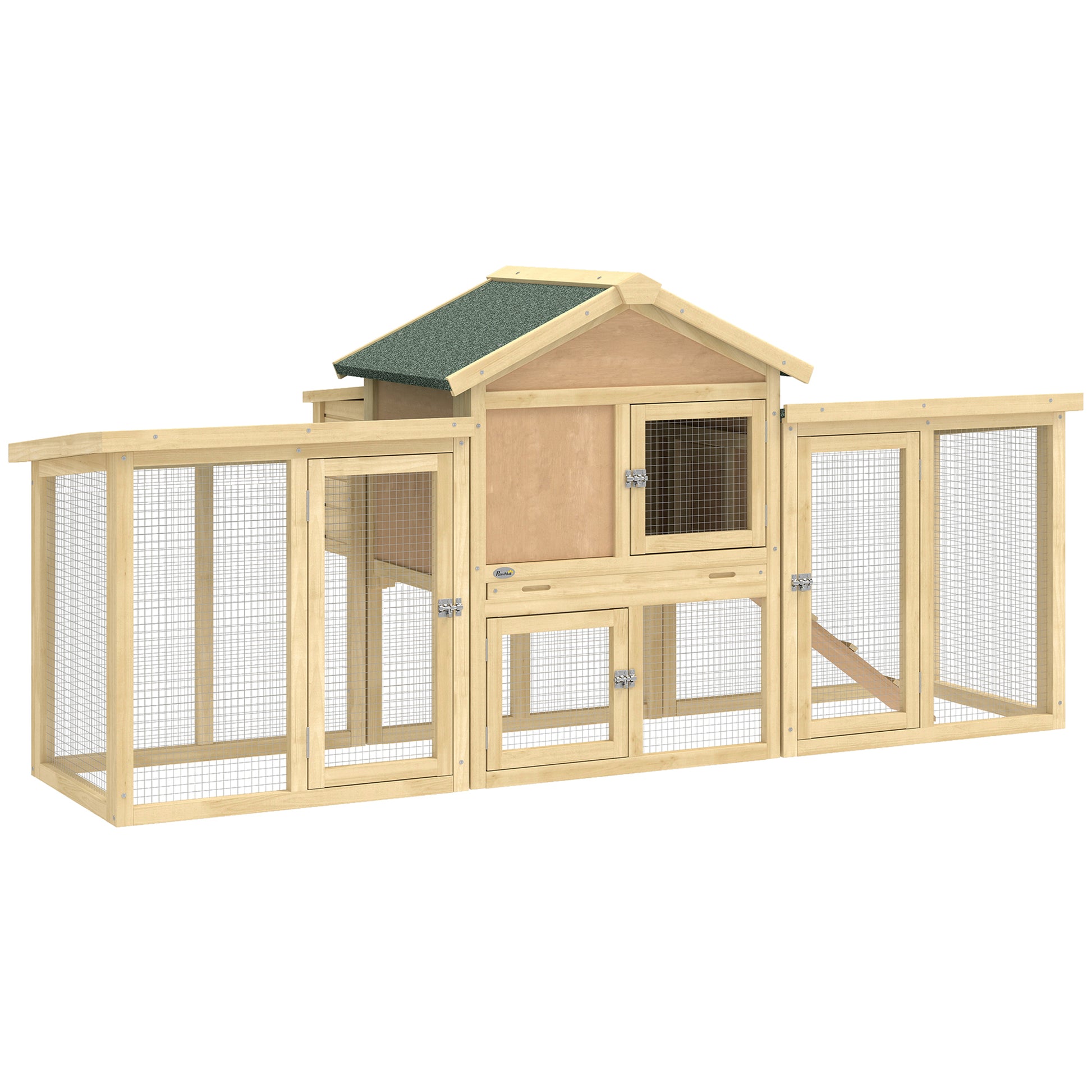 Pawhut Gallinero Para Exterior Grande De Madera 204x85x93 Cm Con Corral Bandeja_0
