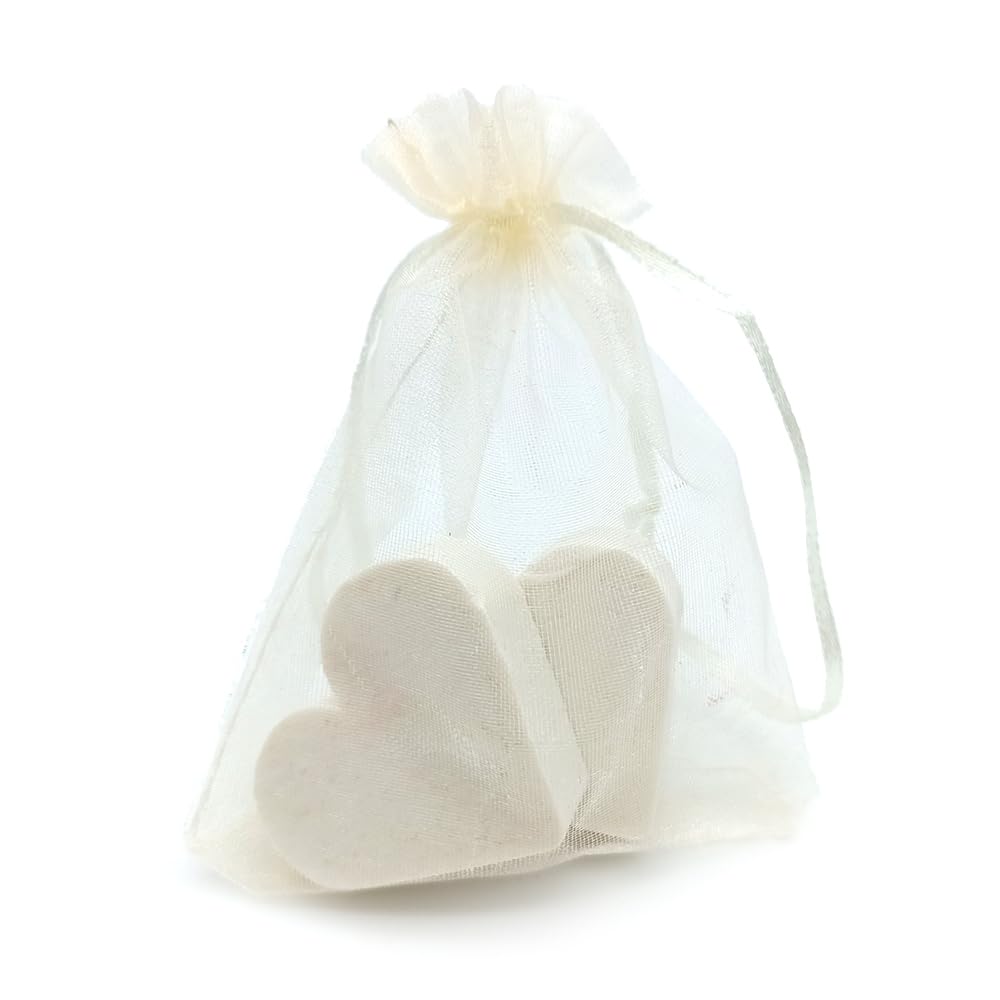 Bolsa De Organza Con 2 Jabones - Aroma Coco - Jabón De Glicerina Con Forma De Corazón - Detalle Para Invitados_0