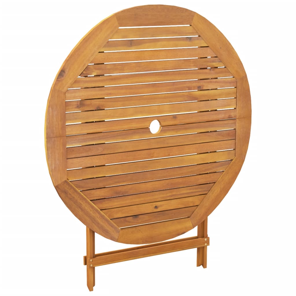 Set De Comedor De Jardín 5 Pzas Tela Madera Maciza Blanco Crema / Vetonek_3