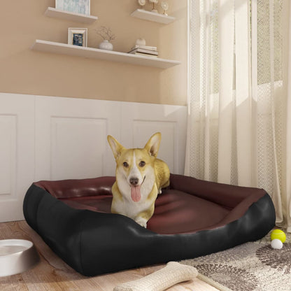 Vidaxl Cama Para Perros De Cuero Sintético Negro Y Marrón 80x68x23 Cm_1