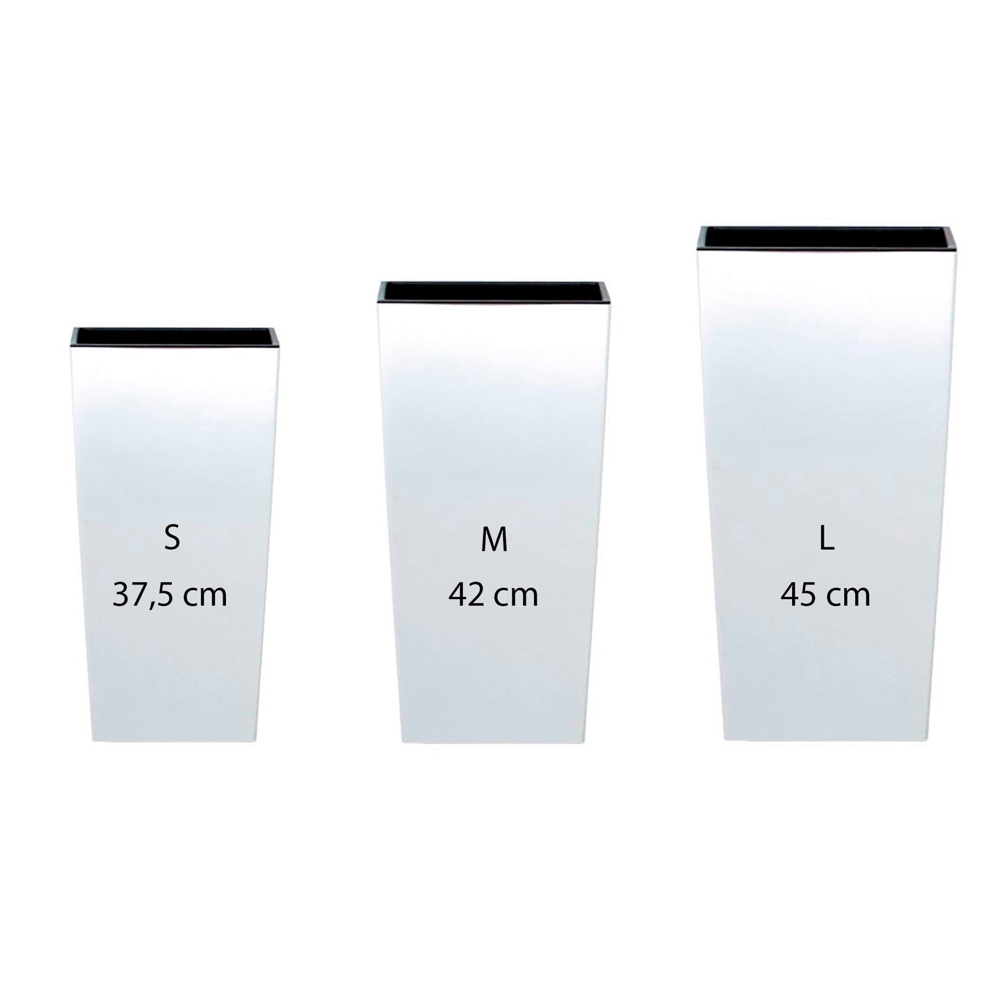 Pack 3 Macetas Altas Prosperplast (11,4/16,3/19 Litros) Urbi Square De Plastico En Color Blanco Con Deposito_0