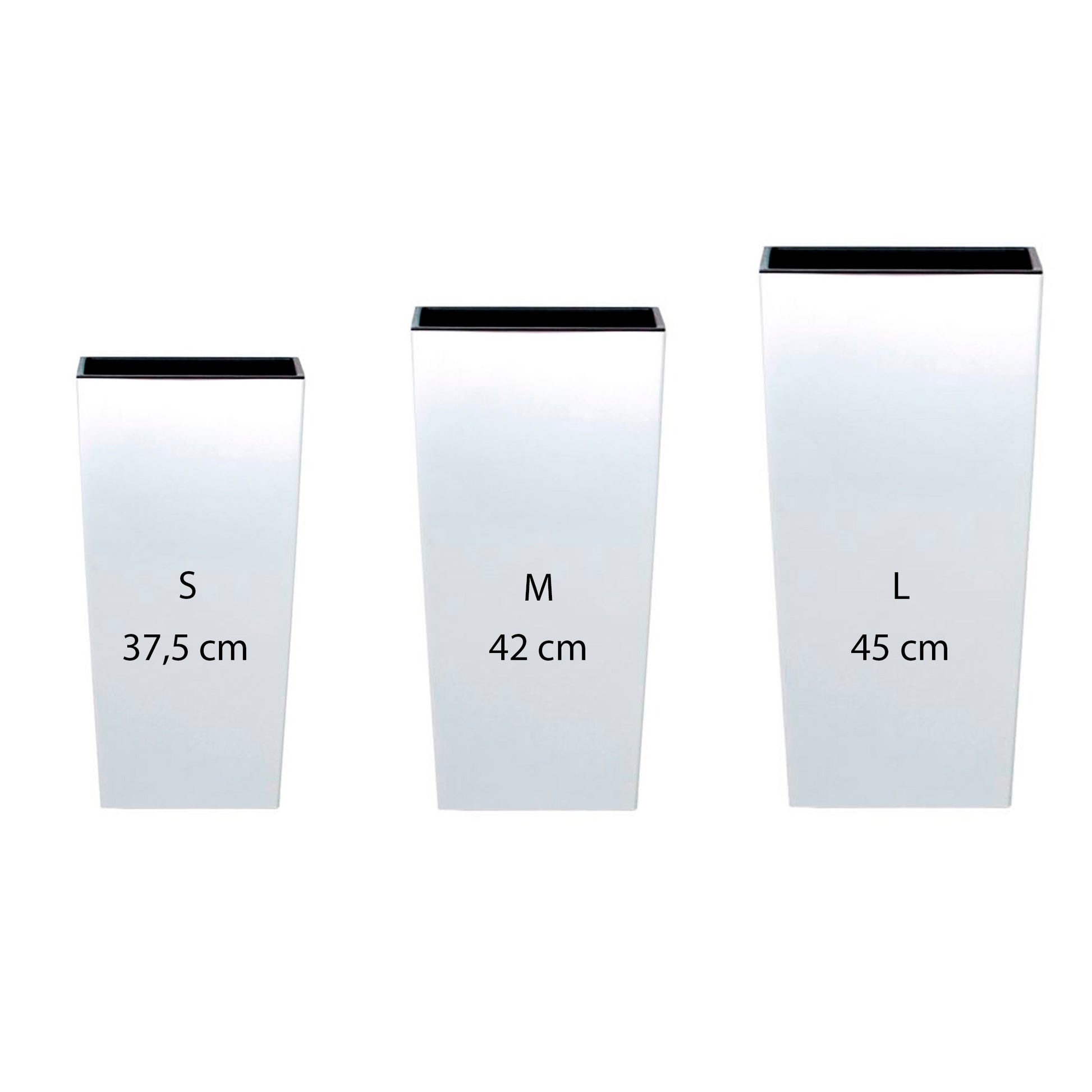 Pack 3 Macetas Altas Prosperplast (11,4/16,3/19 Litros) Urbi Square De Plastico En Color Blanco Con Deposito_0