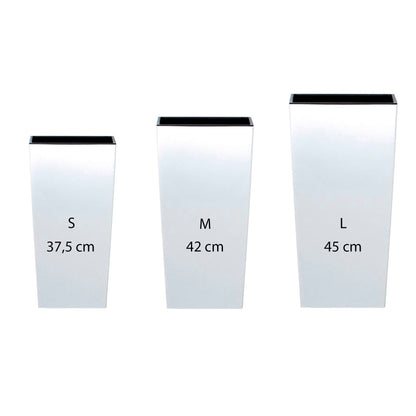 Pack 3 Macetas Altas Prosperplast (11,4/16,3/19 Litros) Urbi Square De Plastico En Color Blanco Con Deposito_0