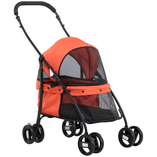 Pawhut Carrito Para Perros Plegable Con Ventanas De Malla Cojín Lavable Rojo_0