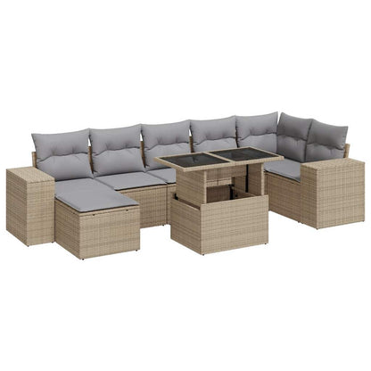 Set De Sofás De Jardín Y Cojines 8 Piezas Ratán Sintético Beige / Vetonek_4