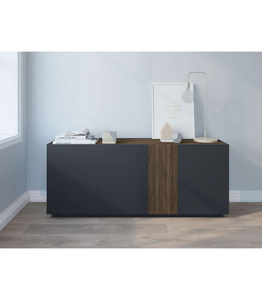 Mueble Aparador Modelo Celia 4 Puertas Acabado Pizarra/sabi, 180cm(ancho) 78cm(alto) 41.6c_0