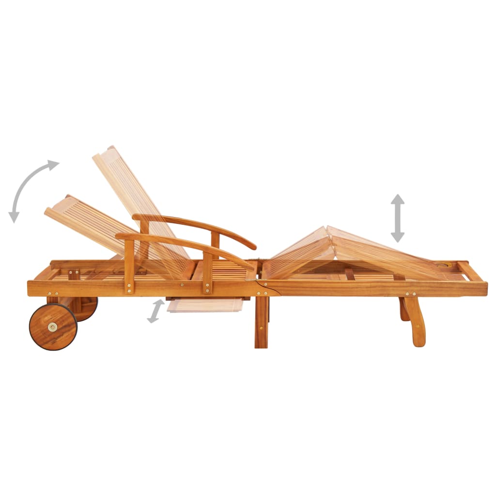 Tumbonas Con Mesa Y Cojines 2 Uds Madera Maciza De Acacia_3