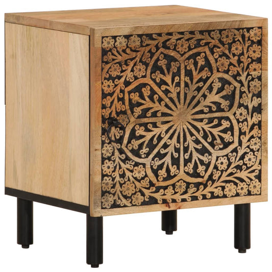 Mesita De Noche De Madera Maciza De Mango 40x33x46 Cm_0