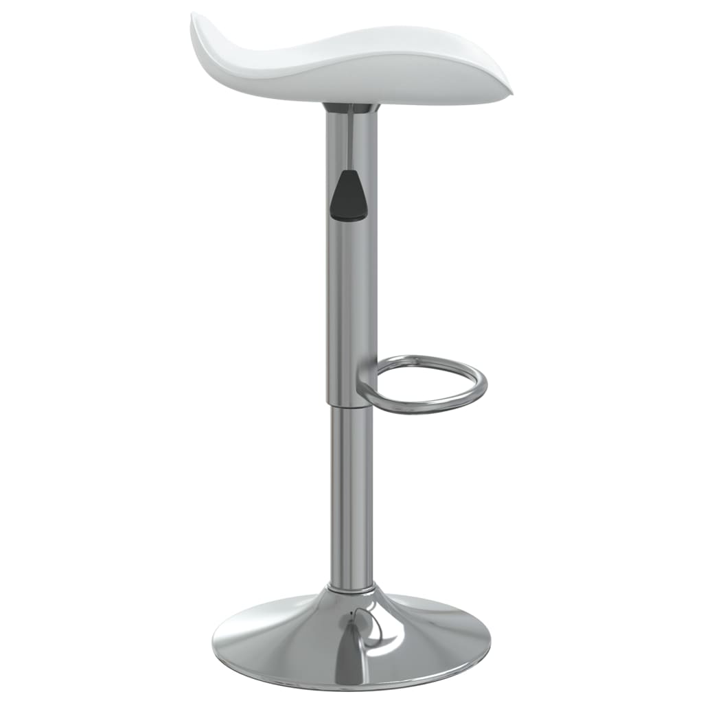 Taburete De Cocina De Acero Cromado Y Cuero Artificial Blanco_2