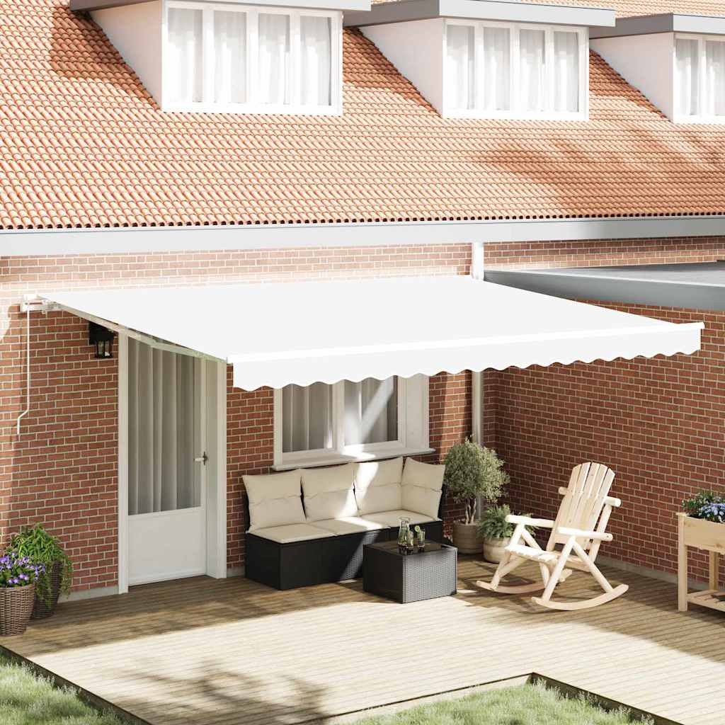 Toldo Retráctil Blanco 450 X 350 X 165 Cm Poliéster Y Aluminio_1