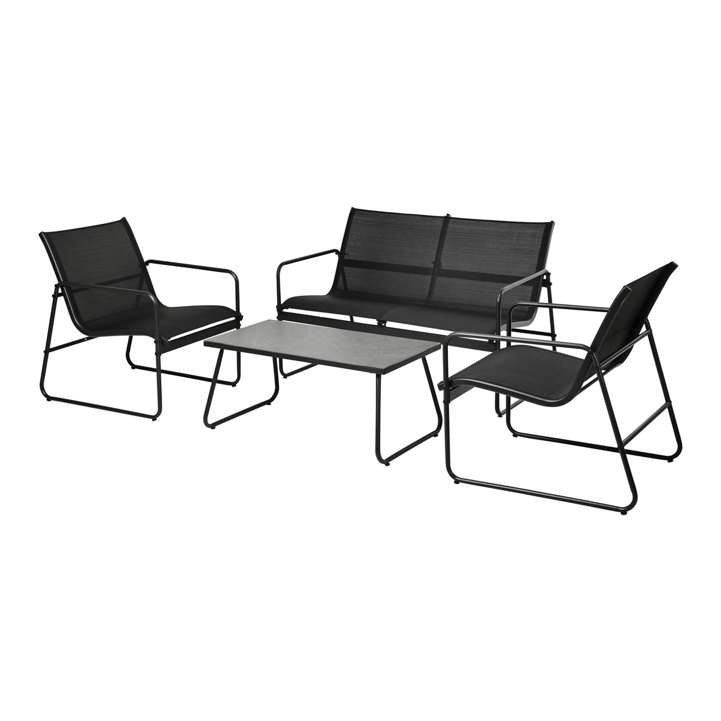 Well Home Juego De 4 Muebles (mesa + 2 Sillas + Banco) En Color Negro_0