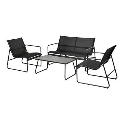 Well Home Juego De 4 Muebles (mesa + 2 Sillas + Banco) En Color Negro_0