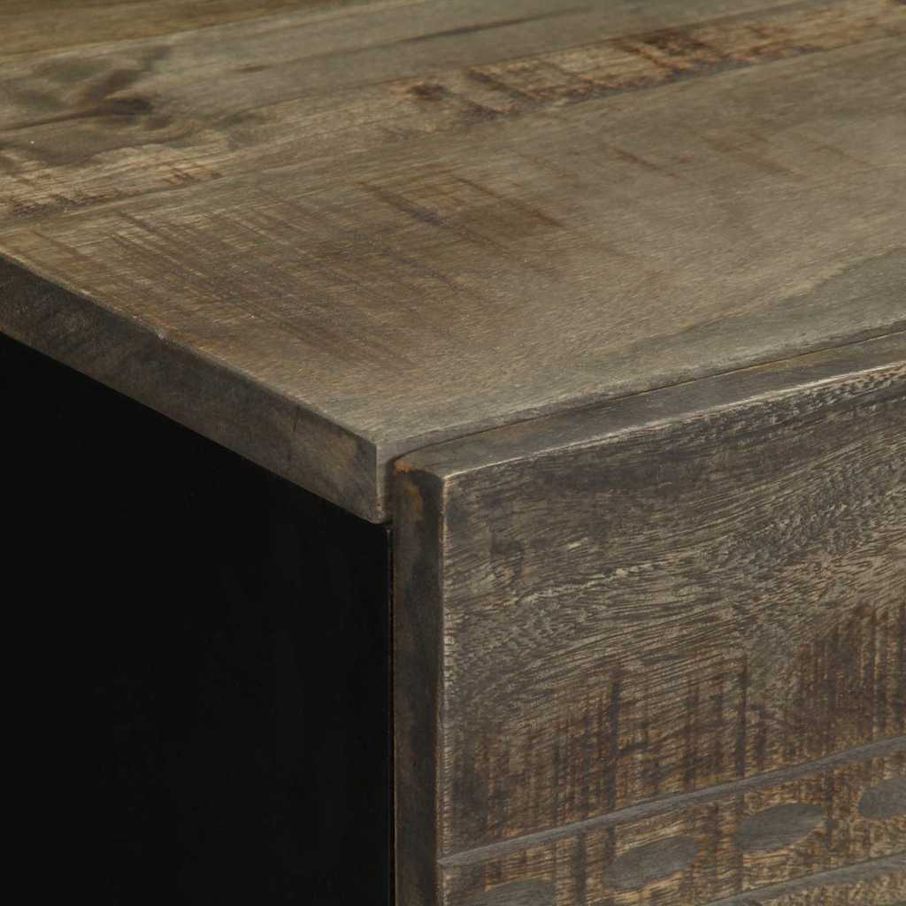 Mesita De Noche De Madera Maciza De Mango Gris Claro 40x33x46cm_4
