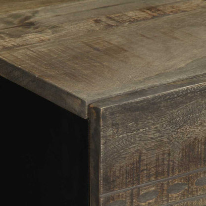 Mesita De Noche De Madera Maciza De Mango Gris Claro 40x33x46cm_4