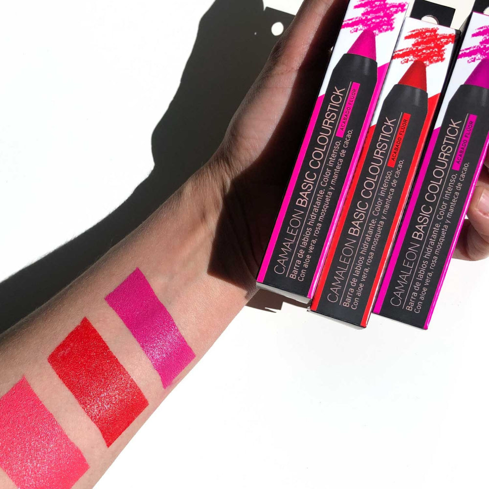 Pintalabios Rojo Flúor Basic Colourfun 4g Camaleon Cosmetics_3