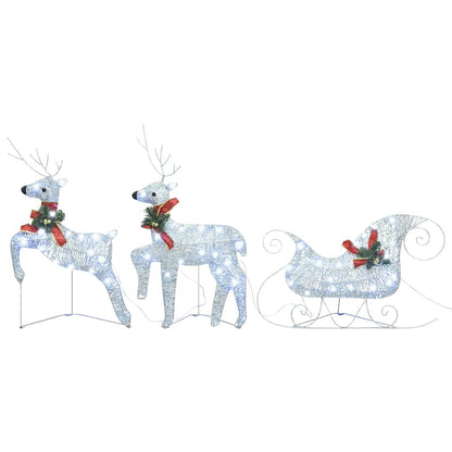 Vidaxl Trineo Y Renos Decoración De Navidad De Jardín 60 Led Plateado_0