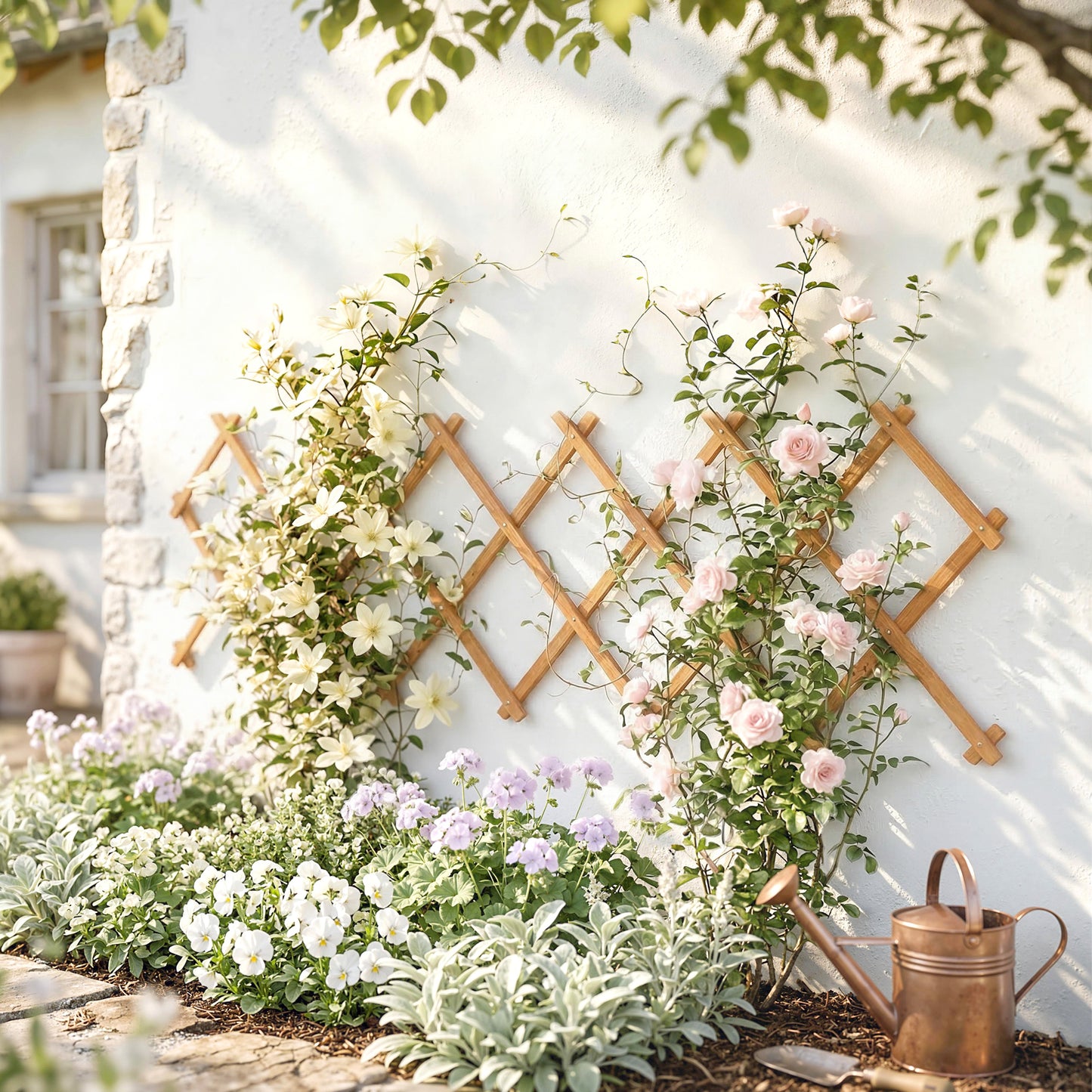 Outsunny Enrejado De Jardín De Madera Extensible 180x60 Cm Marrón Claro_1