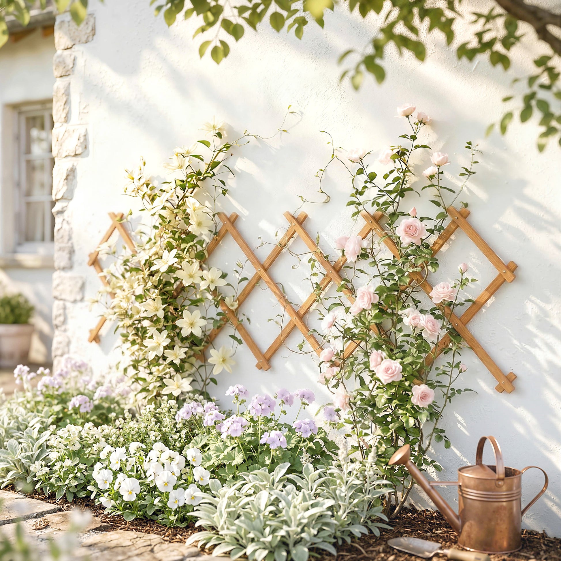 Outsunny Enrejado De Jardín De Madera Extensible 180x60 Cm Marrón Claro_1