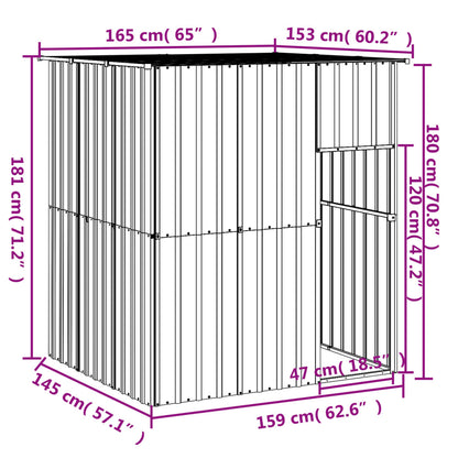 Vidaxl Caseta Perros Con Tejado Acero Galvanizado Gris 165x153x181 Cm_2