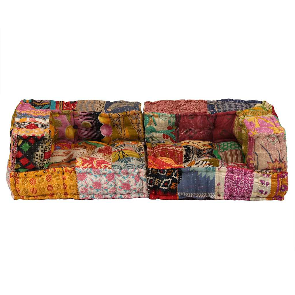 Vidaxl Puf Modular De 2 Plazas De Tela Patchwork_4