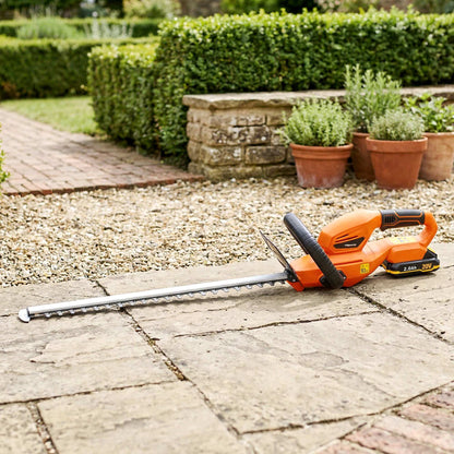 Outsunny Cortasetos Eléctrico Con Batería De 2000mah Y Cuchilla De 51 Cm Naranja_1