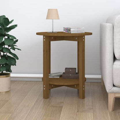 Mesa De Centro De Madera Maciza De Pino Marrón Miel Ø55x60 Cm_1