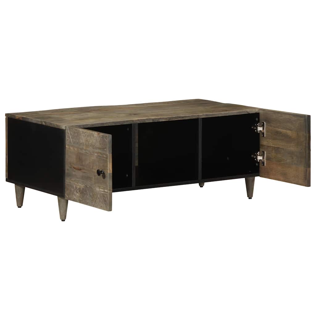 Mesa De Centro Madera Maciza De Mango Gris Claro 100x54x40 Cm_1